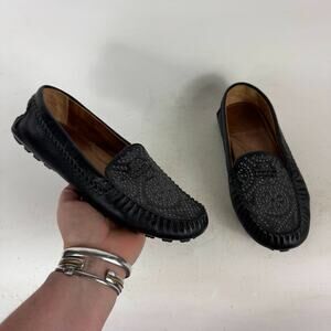Coach New York Alana Moccasin Womens 7 Black Pebbled Leather Slip-On Comfort